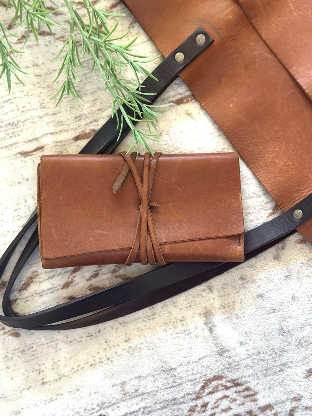 Portland Leather Goods Wrap Wallet Clutch in Warm Tan